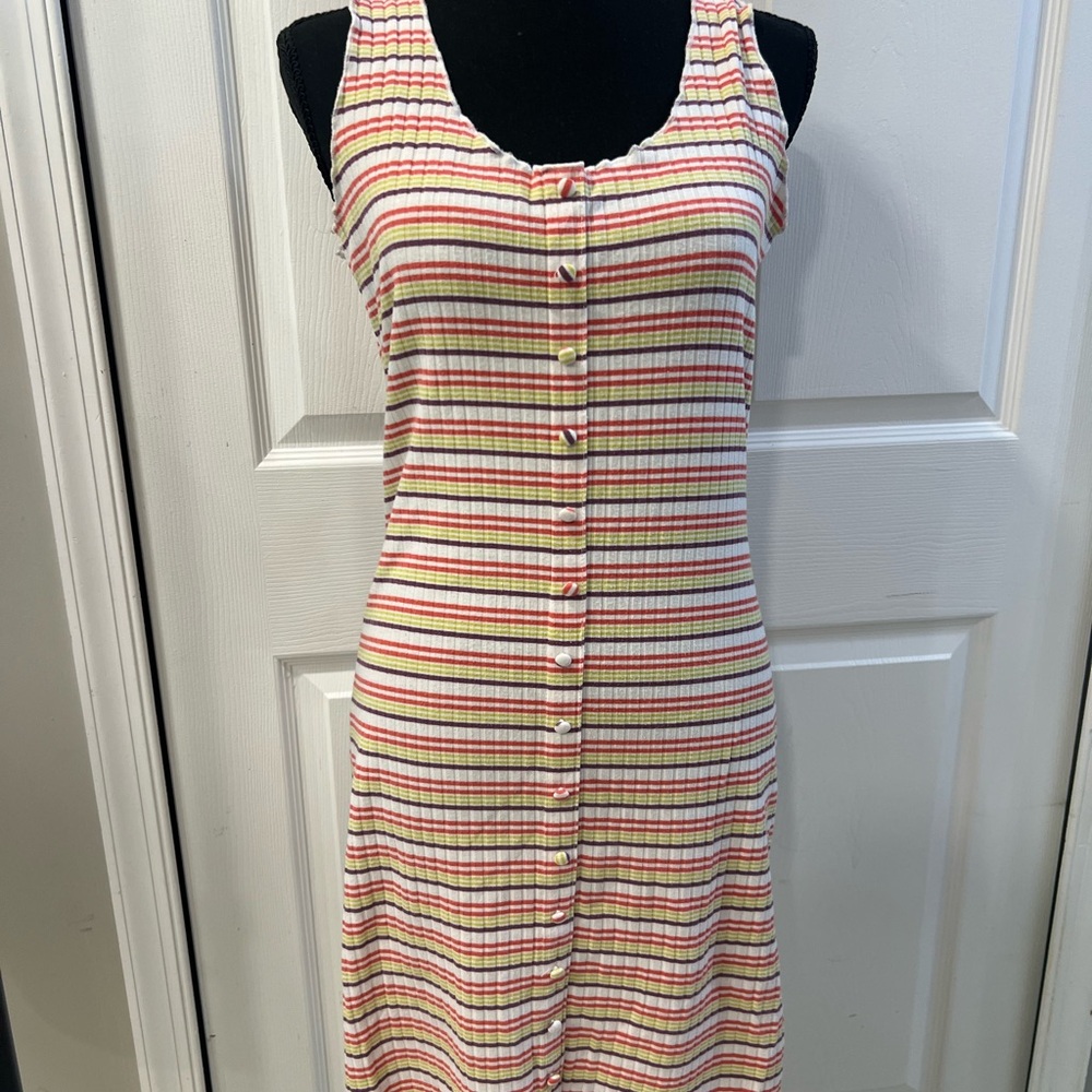 Striped Sleeveless Button-Down Dress